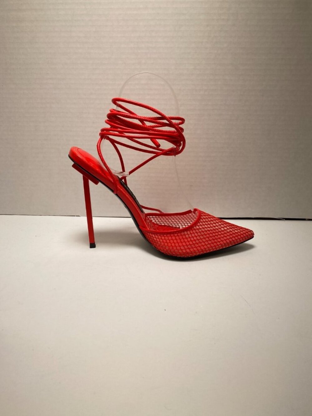 Jessica Rich Women's Exotic Red Strap Lace Up Pointy High Heels Sz 7